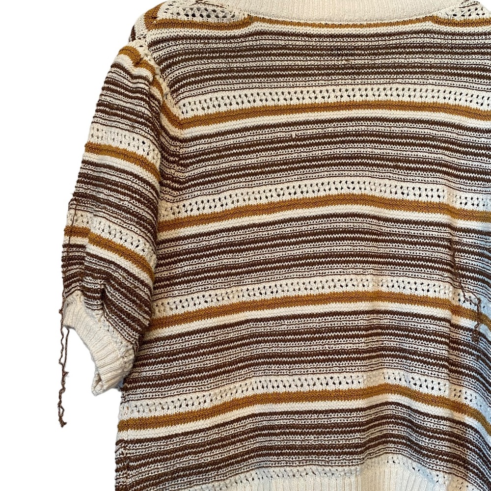 House of Harlow 1960 Puff Sleeve Cropped Neutral Striped Knit Cardigan S… - Picture 10 of 16